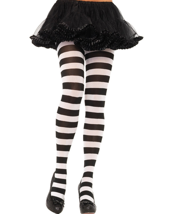 Striped Black and White Striped Tights