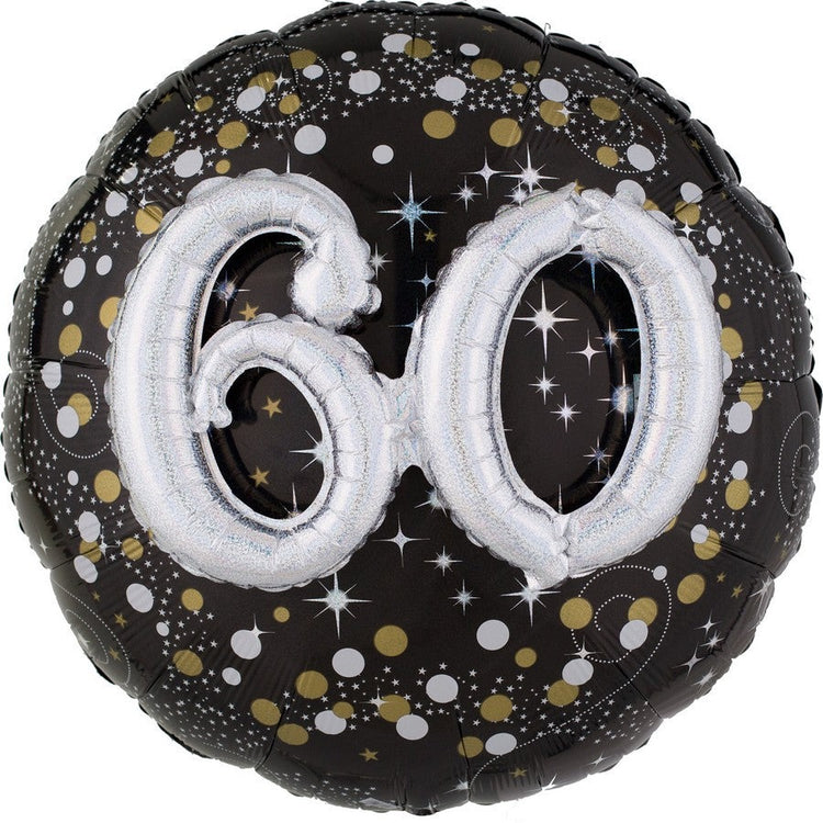 60th Sparkling Foil Multi Balloon 81cm