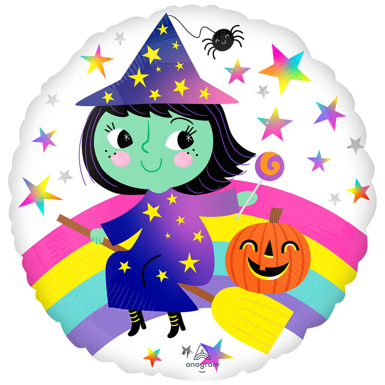 45cm Standard Rainbow Witch Balloon