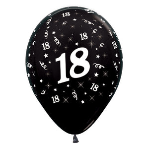 Sempertex 30cm Age 18 Metallic Black Latex Balloons Pack of 25