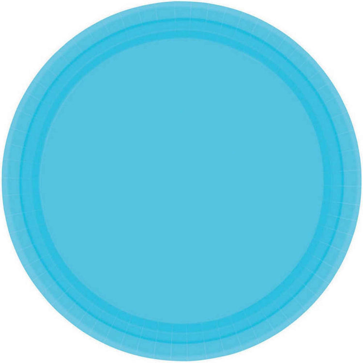 Paper Plates 17cm Round 20CT FSC - Caribbean Blue - No Plastic Coating