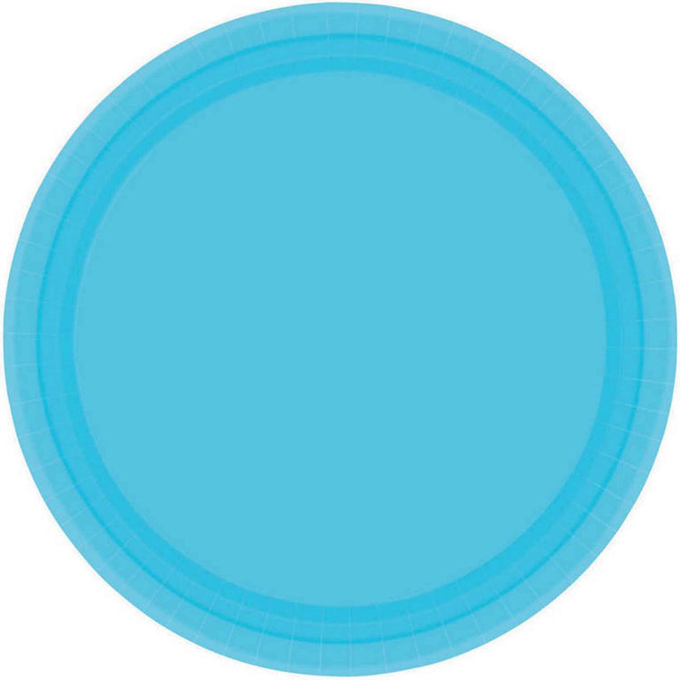 Paper Plates 23cm Round 20CT FSC - Caribbean Blue - No Plastic Coating