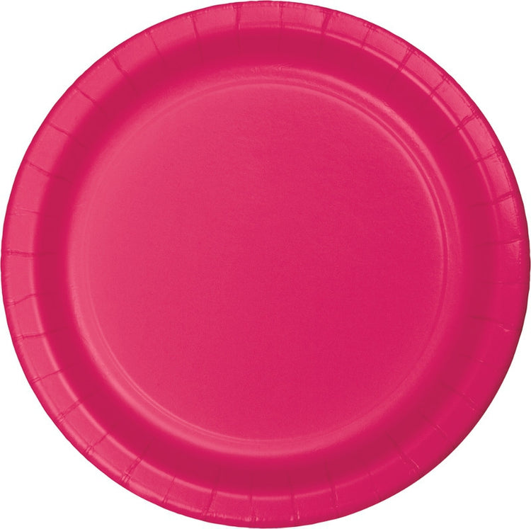 Hot Magenta Round Paper Plate 17cm Pack of 24