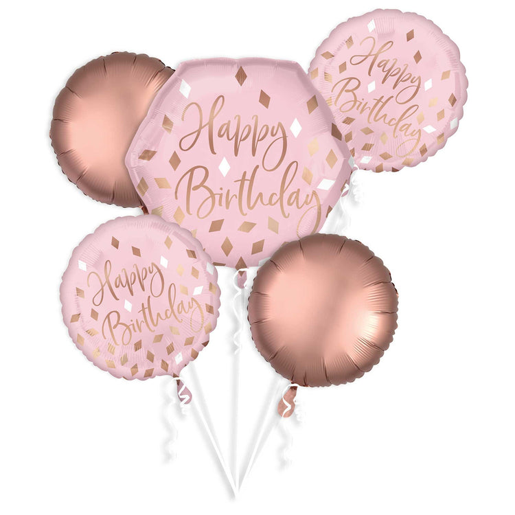 Bouquet Blush Happy Birthday Pack of 5 Balloon