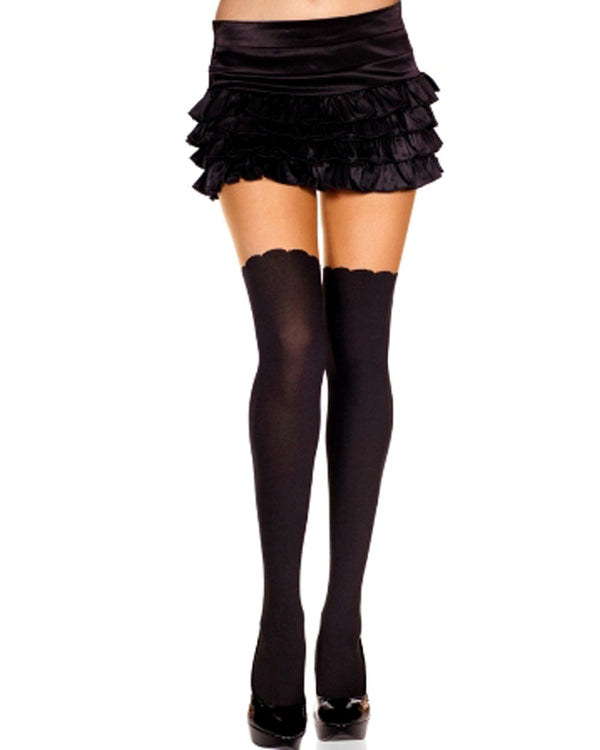 Black and Beige Faux Thigh High Stockings