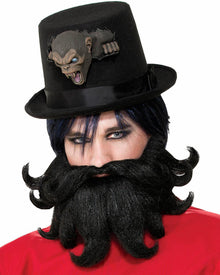 Creepy Ringmaster Black Moustache and Beard