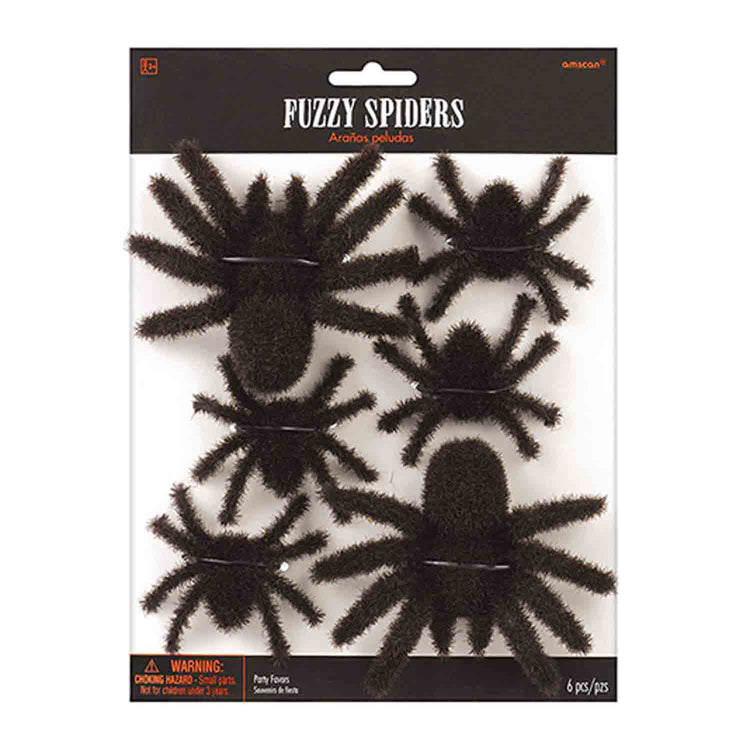 Fuzzy Hairy Spiders Favors Pack of 6