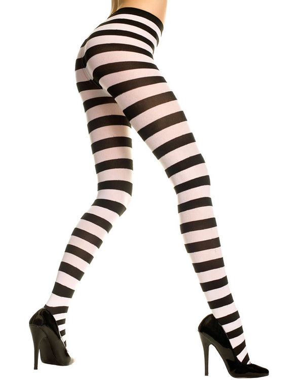 Black and White Wide Striped Tights