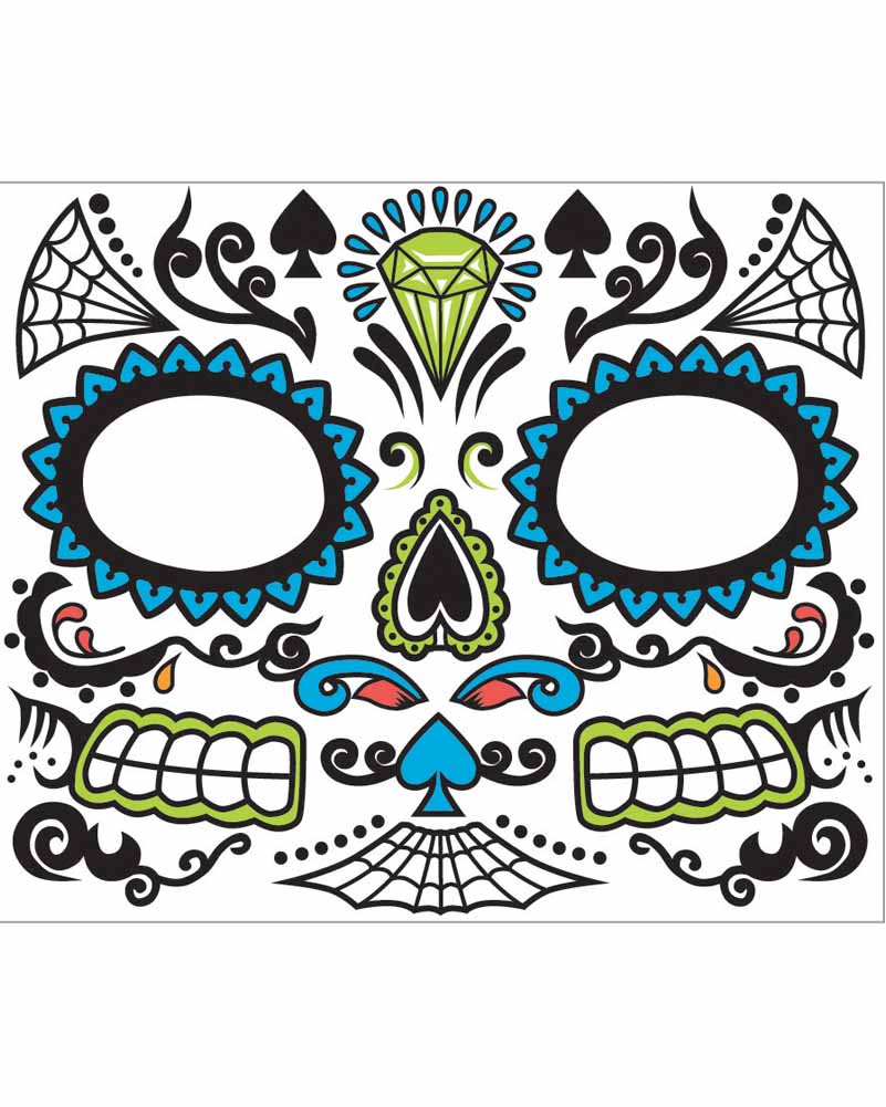 Day of the Dead Blue Tattoo Face