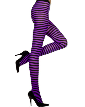 Beautiful Black and Purple Striped Tights