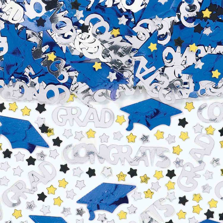 Grad Congrats Bright Royal Blue Embossed Confetti 2 .5oz/70grams