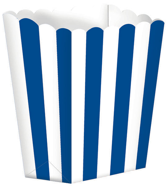 Popcorn Favor Boxes Small Striped Bright Royal Blue Pack of 5