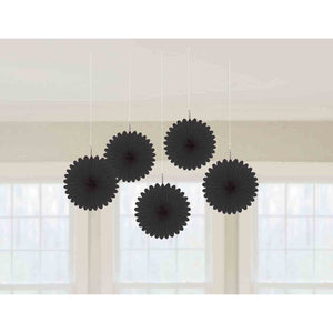 Black Mini Hanging Fan Decorations Pack of 5