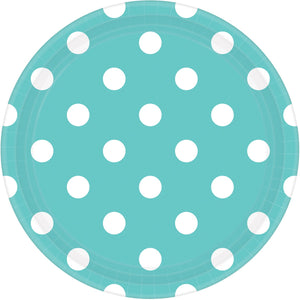 Dots 17cm Round Paper Plates Robins Egg Blue Pack of 8