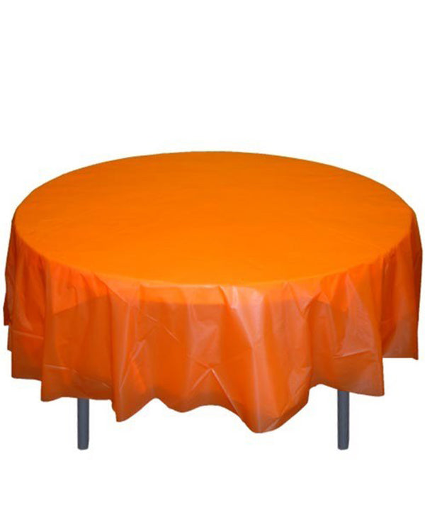 Orange Plastic Round Tablecover 2.13m