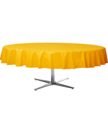 Sunshine Yellow Round Plastic Tablecover