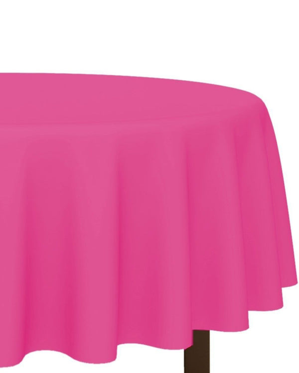 Bright Pink Plastic Round Tablecover