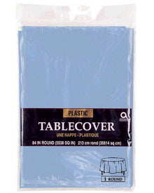 Pastel Blue Round Plastic Tablecover