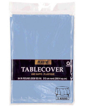 Pastel Blue Round Plastic Tablecover