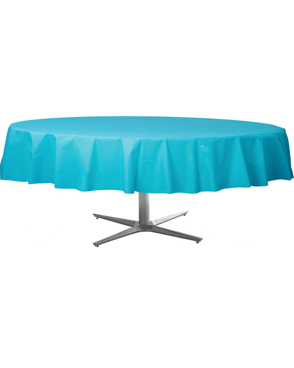 Caribbean Blue Round Plastic Tablecover