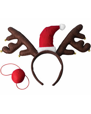 Christmas Reindeer Headband and Nose Set