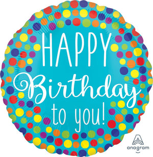 45cm Standard HX Happy Birthday to You Dots Balloon