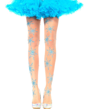 Let It Snow Sheer Glitter Snowflake Stockings