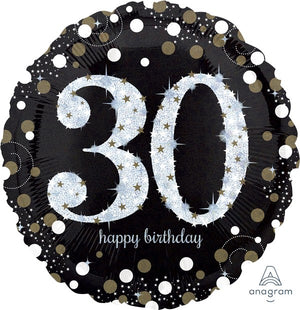 Jumbo Shape Holographic Sparkling Birthday 30 Balloon