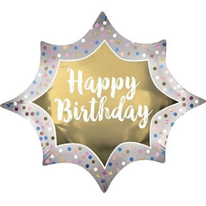 SuperShape XL Happy Birthday Satin Gold Burst Balloon