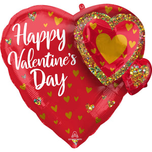 Multi-Balloon Happy Valentines Day with Glitter Garland 55cm Foil Balloon