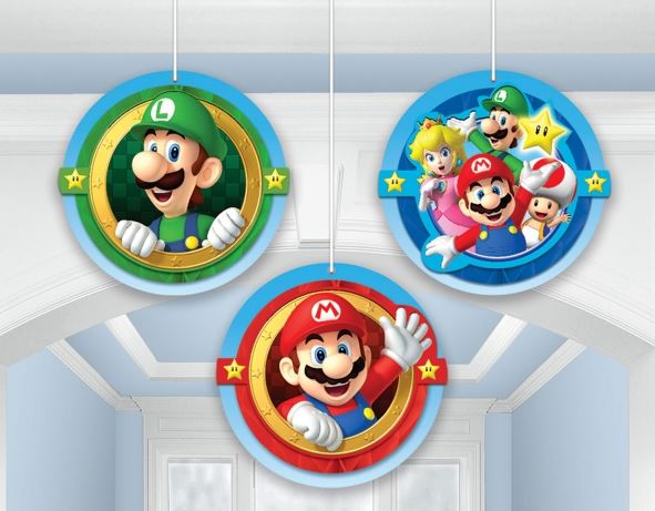 Super Mario Hanging Decorations Pack of 3