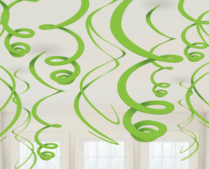 Christmas Kiwi Green Hanging Swirl Decorations Pack of 12