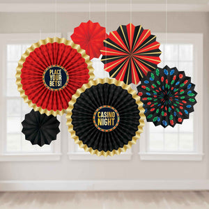 Roll The Dice Casino Paper Fan Decorations Pack of 6