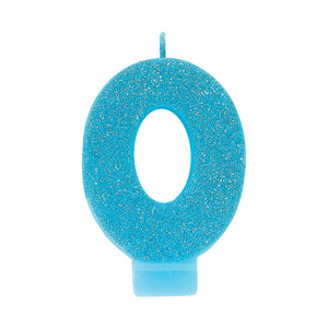 Candle Numeral Glitter Blue #0