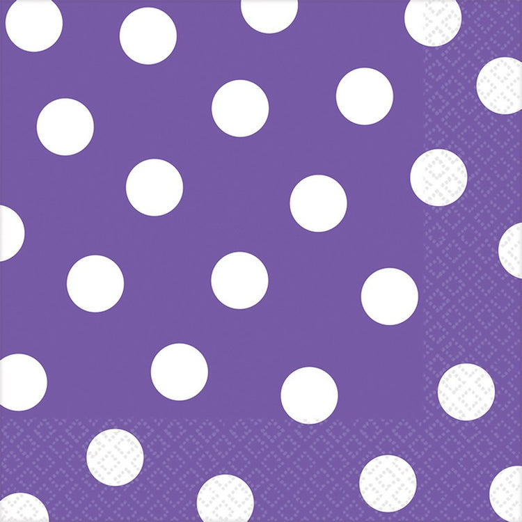 Dots Lunch Napkins New Purple Pack of 16