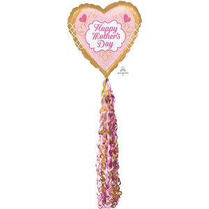 AirWalker XL Pom Pom Happy Mothers Day Gold & Pink Balloon