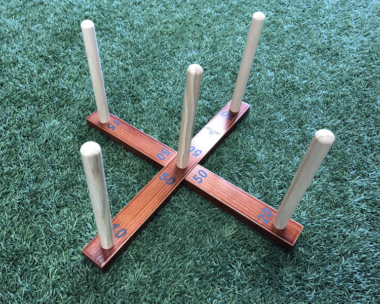 Outdoor Wooden Set Rope Ring Toss Quoits Game 40cm