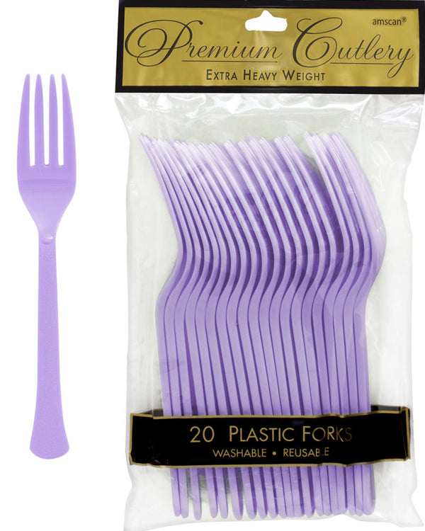 Lavender Plastic Forks Pack of 20