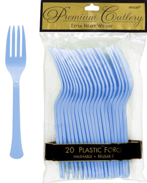 Pastel Blue Plastic Forks Pack of 20
