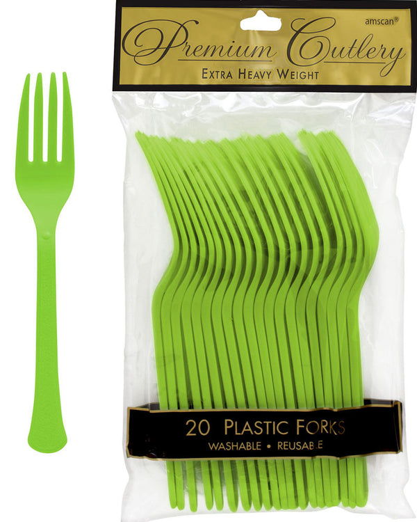 Kiwi Green Plastic Forks Pack of 20