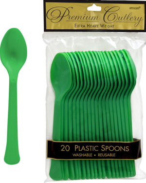Festive Green Plastic Spoons Pack of 20