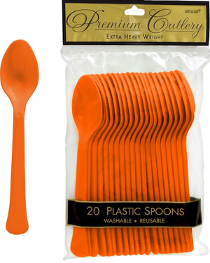 Orange Plastic Spoons Pack of 20