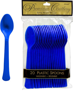 Royal Blue Plastic Spoons Pack of 20