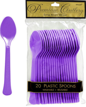 New Purple Plastic Spoons Pack of 20