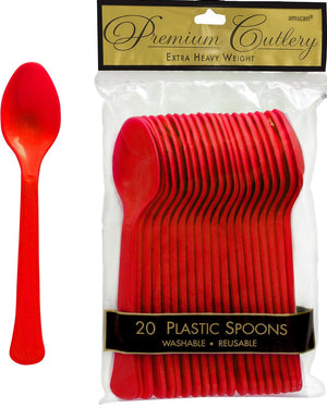 Apple Red Plastic Spoons Pack of 20