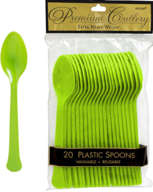 Christmas Kiwi Green Plastic Spoons Pack of 20