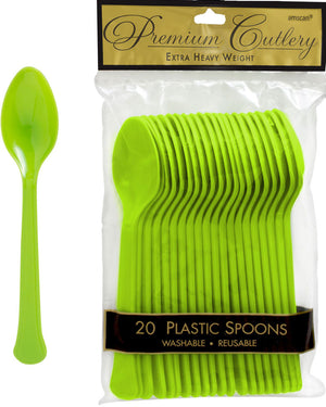 Kiwi Green Plastic Spoons Pack of 20