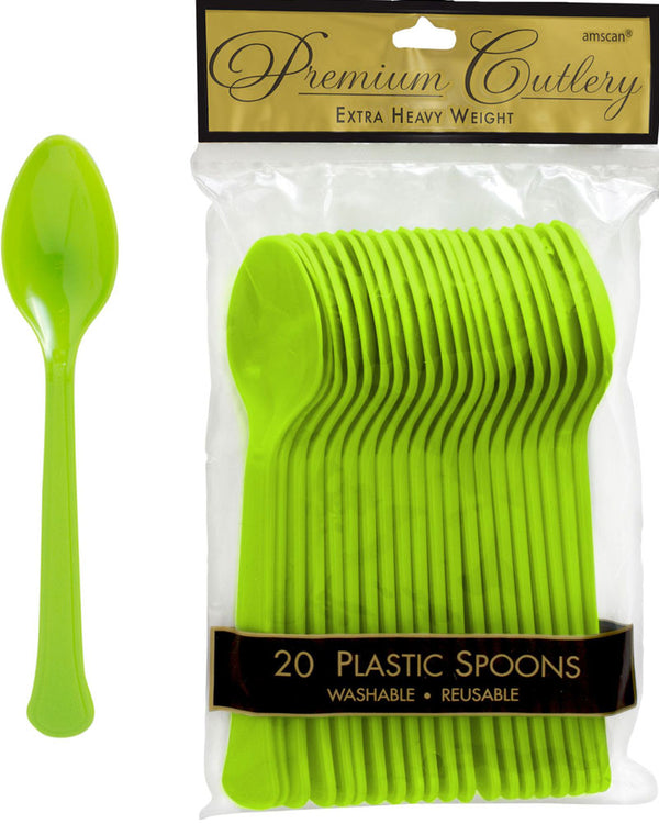 Christmas Kiwi Green Plastic Spoons Pack of 20