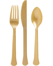 Gold Premium Plastic Assorted Cutlery Pack of 24