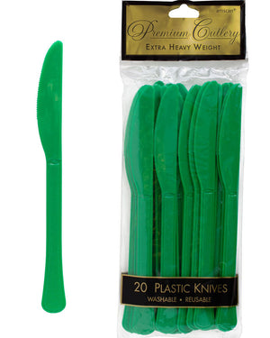 Festive Green Plastic Knives Pack of 20